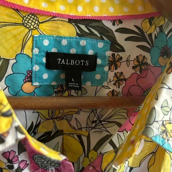 Talbots Floral Button Down Shirt - Pink, Yellow, Blue - Picture 5 of 12